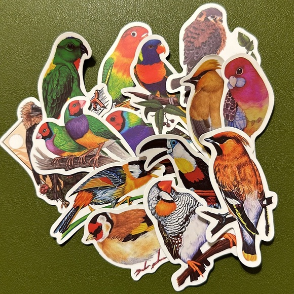 NEW Set of 14 colorful birds stickers NWOT - Picture 1 of 6